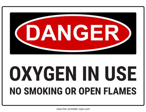 Free Printable Oxygen In Use Sign